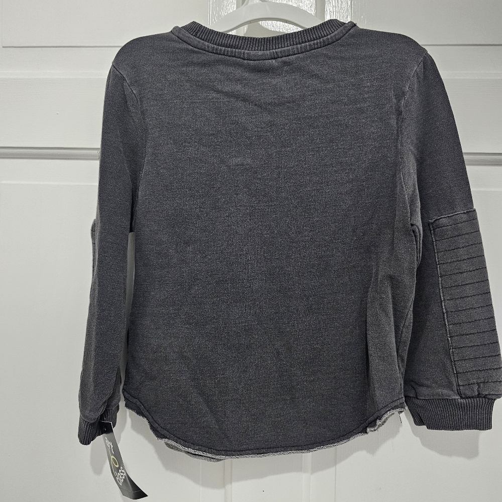 Art Class Moto Long Sleeve Lightweight Sweatshirt Washed Black Size 4T - Picture 9 of 13